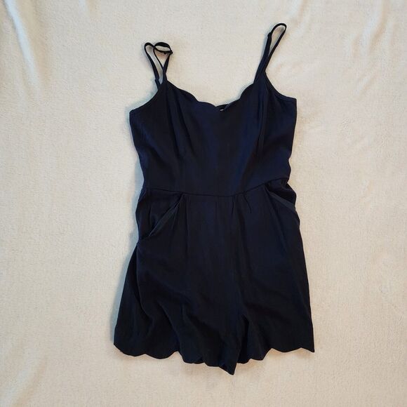 Market & Spruce SP Romper Navy Blue Shorts Cutout Snap Back Spaghetti Strap - Picture 4 of 11